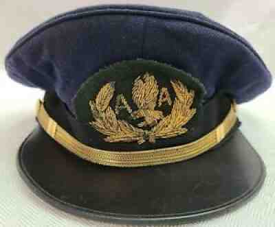 VINTAGE 1940S PILOT AMERICAN AIRLINES HAT AVIATION CAP Gold Bullion Wire Patch