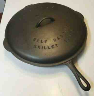 Griswold Erie 718A #14 Cast Iron Skillet w / Embossed Lid #474 Large Block Logo