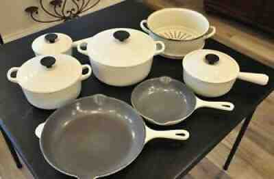 11 Piece Set of Vintage Le Creuset Enameled Cast Iron CookwareÂ