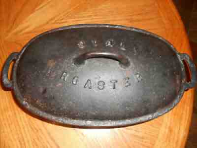 Griswold #3 cast iron oval roaster with trivet
