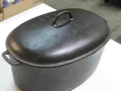 VINTAGE GRISWOLD CAST IRON #9 OVAL ROASTER W/LID
