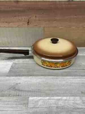 Vintage 1970s Sears Merry Mushroom Enamel Pan Porcelainware Skillet Fry