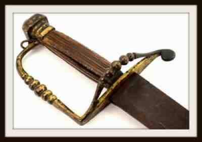 ANTIQUE AMERICAN REVOLUTION OFFICER'S SPADROON SWORD ~ GOLD EAGLE & LIBERTY HAT.