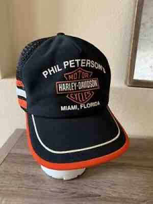Harley Davidson Snapback Trucker Hat 3 Three Stripes USA Rare Vintage Miami