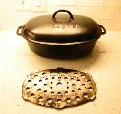 Griswold Cast Iron #5 Oval Roaster with Cast Iron Trivet 645 & 646 trive 2
