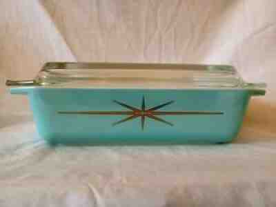 Vintage Pyrex Atomic Starburst Glass Casserole Dish/Bowl with Lid 575-B