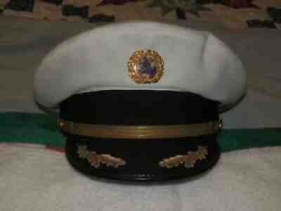 Vintage RARE Pan Am Captain Airline Pilot visor with PanAm Hat Badge,S-7-1/4