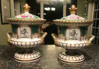 Chamberlains Worcester Lion Crest Pair Of Matching Gravy/soup Tureens BEAUTIFUL!
