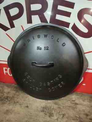 Griswold Cast Iron #12 Skillet Lid Large Logo Raised Letters #472 Seasoned Nice