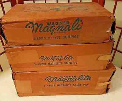 3 Rare Vintage NEW NIB Wagner Ware Magnalite Aluminum Pot Set 4684 4682 4680 *NR
