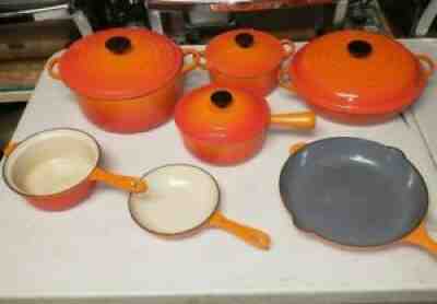 Vintage Le Creuset Cookware Lot of 11 pieces Pans and Dutch Oven 18 20 18 26 30