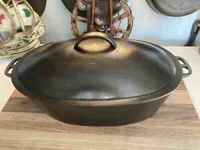 Wagner Sidney O #4 Cast Iron Oval Roaster Dutch Oven Early 1900s.