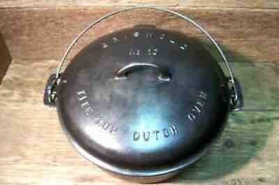 VINTAGE GRISWOLD BIG BLOCK CAST IRON TITE-TOP DUTCH OVEN # 10 w/ LID & TRIVET