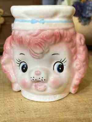 Anthropomorphic Japan Lefton Pink Puppy Dog Poodle Egg Cup Chef Hat Vintage