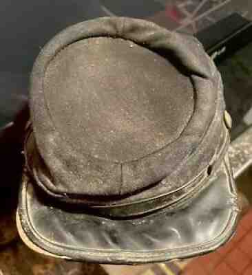 vintage antique Civil War kepi cap hat CSA, old wool & leather