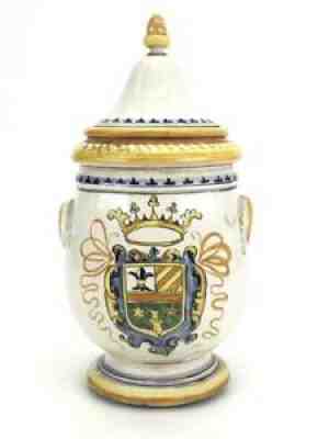 Artistica Italian Majolica Hand Painted Pottery Urn with Lid | Vintage