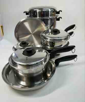 Vintage Permanent Stainless Steel Cookware 11 Piece Set Pots and Pans Egg Cups