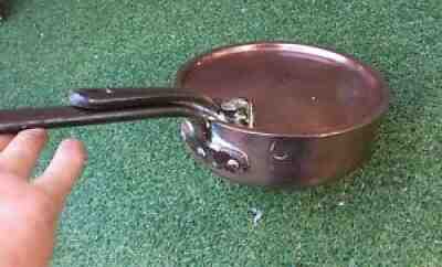 RARE VICTORIAN JONES BROS DOWN ST W COPPER SAUTE PAN 10" WITH LID 4.2KG SUPERB