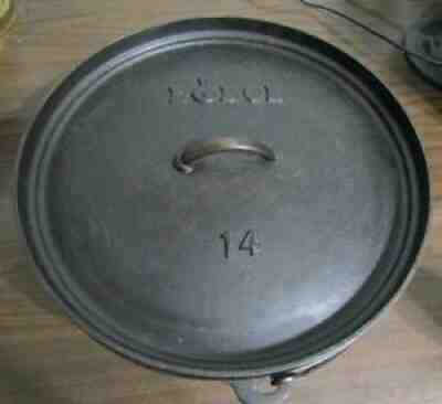 Lodge 14CO Cast Iron Shallow Camp Dutch Oven Made In USA Discontinued No.14 Rare