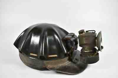 Vintage Coal Miners Turtle Helmet Hat w/ Lantern Light Flexo Band Cool Cap