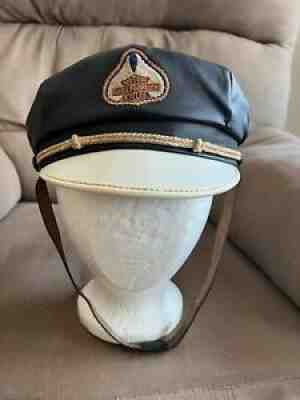 Vintage Harley Davidson Captains Hat From The 40â??s. Very Rare Spade Patch.