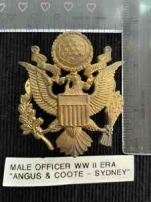 Vintage US Army Military Officer Hat Cap Badge Angus & Cootie Sydney Australia