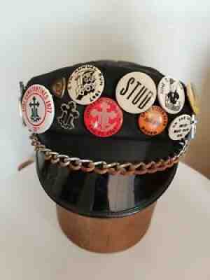Vintage Harley Davidson Captain cap hat LGBT Gay Biker RARE 26 Pins Motorcycle