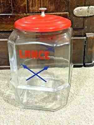VTG Rare General Store Glass Lance Display Cracker Candy Jar & Original Lid