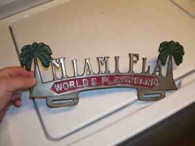 1950s Antique MIAMI FL auto License Plate topper Vintage Chevy Ford Hot Rat Rod