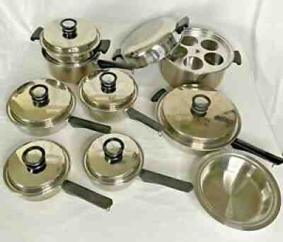VTG Amway Queen Cookware Multi-Ply 18/8 Stainless *17 Pc Set* Pots/Pans USA