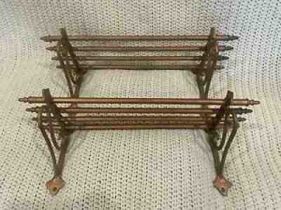2 Vintage Railroad Train Pullman Hat Luggage Wall Towel Rack Shelf 19 1/2"