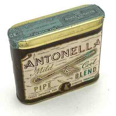 Antonella Mild Cool Pipe Blend tobacco 1oz tin fabulous condition hinged lid vtg