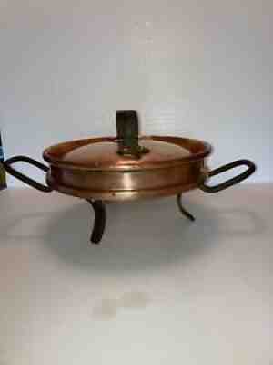 Antique 18th Century French Copper "Tourtiere" (Pie) Pan Lid Iron Feet &Handles