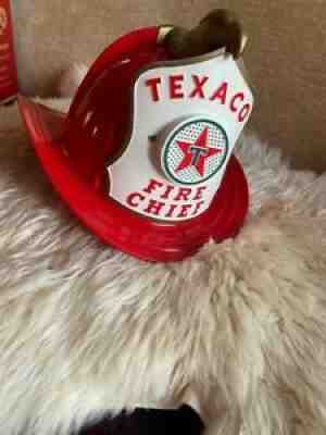 Vintage Texaco Gas Service Station Fire Chief Fireman Helmet / Hat w/box
