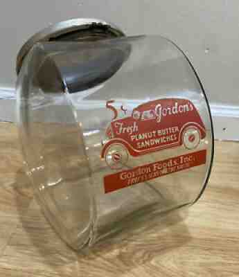 Vintage Gordons Fresh Peanut Butter Sandwiches Side Loader Jar With Lid
