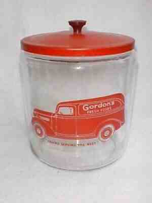Vintage 1 Gal. Gordon's 1930s Peanut Jar w/ Orig. Tin lid, Tom's Lance Store