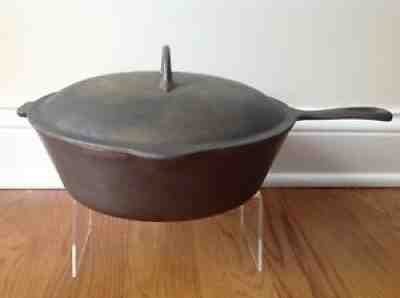 Vtg Favorite Piqua Ware Smiley Logo Cast Iron 8 1/2 Fryer Pan Skillet w/Lid HTF