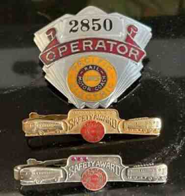 Vintage Railroad Pacific Electric Railway Lines Badge Pin Hat Cap 3 Piece Set