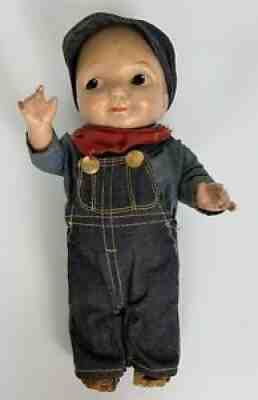 Vintage BUDDY LEE Advertising Doll TRAIN CONDUCTOR Denim Overalls & Hat