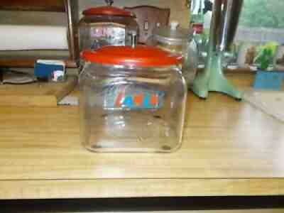 Vintage Squatty Lance Advertising Store Display Jar w/ Original Metal Lid MINT!