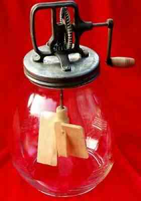 RARE Vintage DAZEY Butter Churn No.8 St. Louis Tulip Jar with Lid Wood Paddles