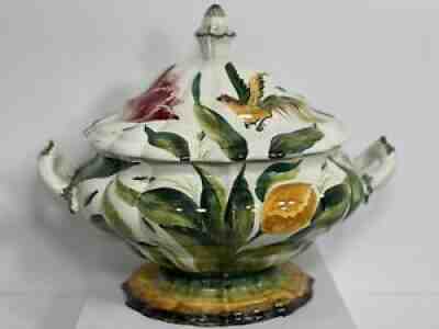 Vintage Chelsea House Hand Painted 128 Oz Porcelain Tulip Soup Tureen w/ Lid