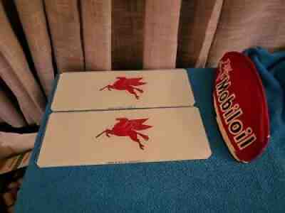 Vintage 1940's Mobile Gas Service Hat And Pump Plates