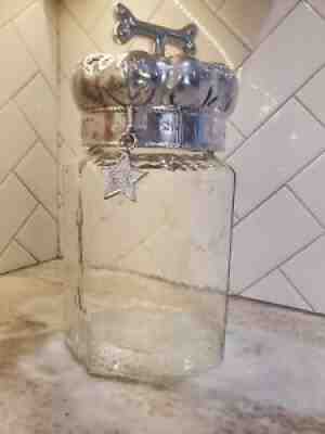 Arthur Court vintage retired Good Dog treat glass canister with pewter lid rare