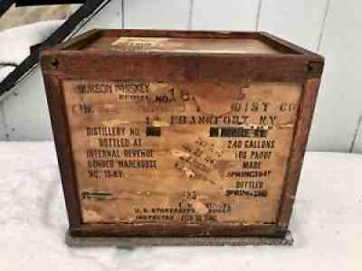 Rare Vintage Bourbon Whiskey Shipping Crate Wood 1940s Sliding Lid BIB Hammond