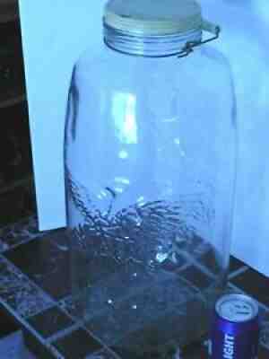 Vtg HUGE 181/2" Masons JAR, Patent 1858 Glass Star American Eagle, Metal Lid.