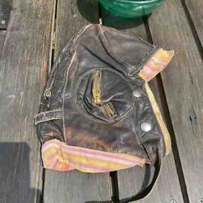 Vintage Pilot Helmet 1940s 1942 Aviator Hat Brown Leather WW2 Motoring Helmet