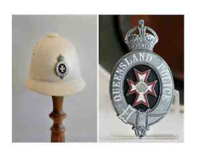 RARE Antique/Vintage Obsolete WW1 Era Queensland Police Pith Helmet/Hat & Badge