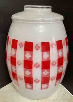 Amazing Vintage Bartlett Collins HTF Red White Checker cookie Jar RARE