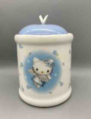 Vintage Hello Kitty Sanrio Angel Wings Porcelain Jar with Lid Blue & White